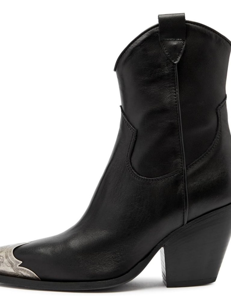 Women's Black Pull On Casual Block Heels Steel Toe Short Zipper Ankle Boot